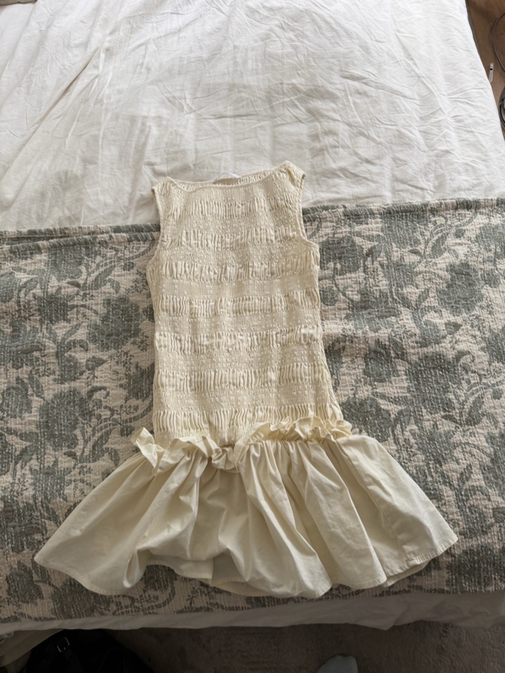 Peppermayo Cream Sleeveless Smocked Top with Ruffle Hem Mini Skirt - Picture 2 of 6